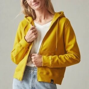 American Giant Full Zip Hoodie Mustard Yellow Cotton Size XL Made USA